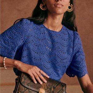 NWOT Sézane Lisa Blouse in Electric Blue Size 34 (Size 2)